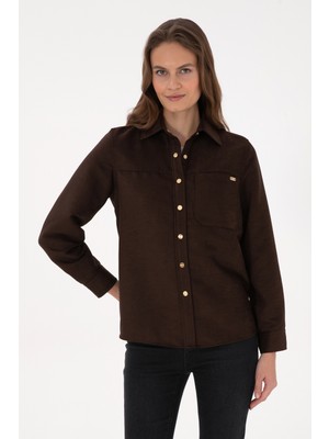 U.s. Polo Assn. Kadın Kahverengi Gömlek Desenli 50317242-VR029