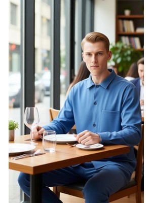 FRM Erkek Regular Kesim Dokulu Gömlek Uzun Kollu Örme Kumaş Günlük Stilinize Yenilik Katar Şık