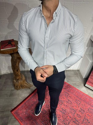 Sardınelli Özel Tasarım Şerit Detaylı Uzun Kollu Gömlek