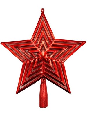 Dodomar Yılbaşı Ağaç Tepeliği (23 cm) - KIRMIZI Renkli İçiçe Geçmiş Yıldız Büyük Boy Lüks Çam Ağacı Dekorasyonu