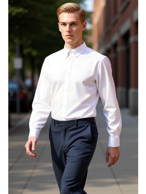 PayBuy Erkek Oxford Dokuma Nakışlı Gömlek Fonksiyonel Dayanıklı Kaliteli Konforlu Estetik Premium