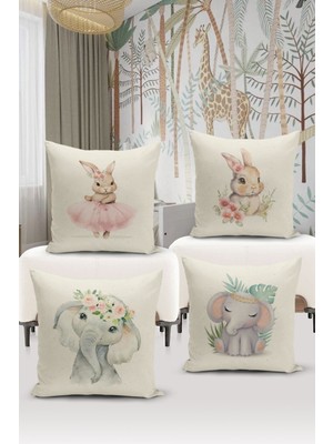 Filamente 4'lü Kırlent Kılıf Seti Çocuk Bebek Odası Dijital Baskılı