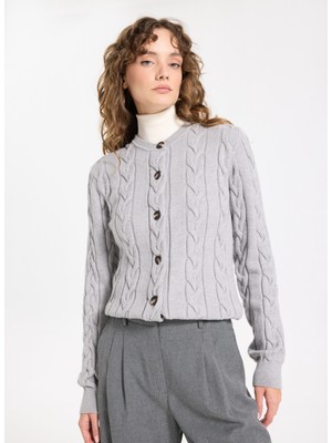 Jeep Gri Melanj Kadın Hırka J5WL-HRK7133