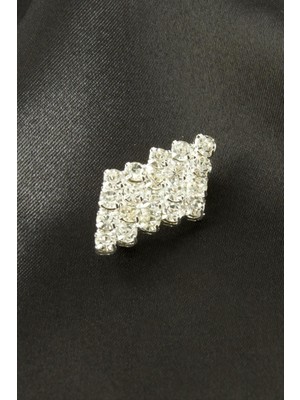 Zero Nrzsnt Zikzak Taşlı Broş-Gümüş Rengi