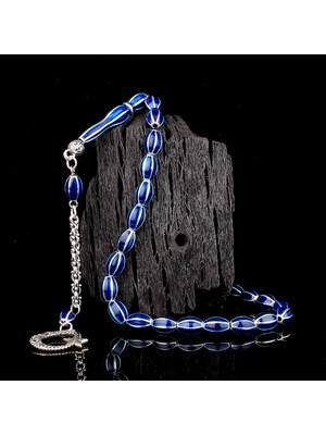 Parlament Mavi Renk Işlemeli Metal 6 Yarma Model Tesbih