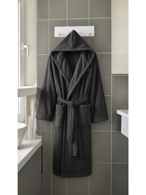 Efendioğlu Türcan Kapşonlu Bornoz Antrasit S/m