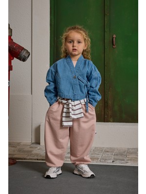 Fahhar Kids Denim Kimono Ceket Açık Mavi