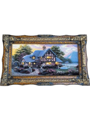 Hasyılmaz Hobbit Evi Adlı Iran Tebriz Halı Tablo 123X75CM - Duvar Halı Kilim Tablo