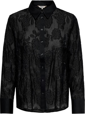 Only Kadın Onlava Uzun Kollu Dantel Detaylı Gömlek 15354748 Siyah