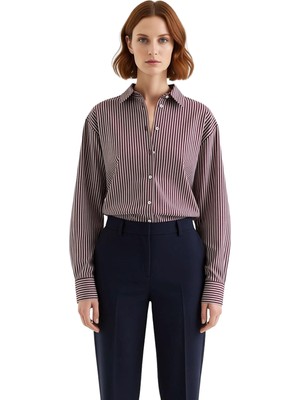 Ersefa Kadınlara Özel Çizgili Oversize Poplin Gömlek Günlük Stilinizi Tamamlayan Şıklık Dayanıklı