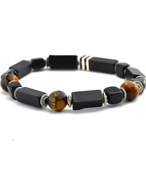 3'lü Kaplan Gözü ve Oltu Sıkma Bileklik