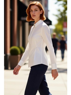 PayBuy Kadın Poplin Gömlek Düğme Detaylı Uzun Kollu Şık ve Konforlu Günlük Stil Fonksiyonel Rahat