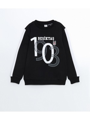 Lc Waikiki Yeni Sezon Bisiklet Yaka Beşiktaş Baskılı Erkek Çocuk Sweatshirt
