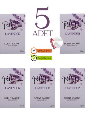 PellDio Home 5'li Lavanta Dolap Ayakkabılık ve Çekmece Parfümlü Kese Kokusu Oda Koku Kesesi