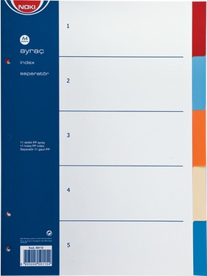 Kitabevimden Noki Seperatör 5 Renkli Plastik A4 59115