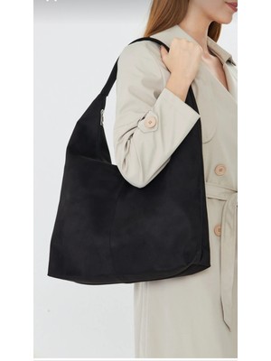 TheMoiss The Moiss Siyah Renk Süet Yeni Sezon Salaş Omuz Cantasi