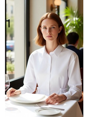 FRM Kadın Için Beli Bağlamalı Regular Gömlek Düz Dokuma Kumaşıyla Zamansız Bir Stil Sunar Spor