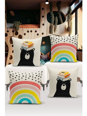 Filamente 4'lü Kırlent Kılıf Seti Çocuk Bebek Odası Dijital Baskılı