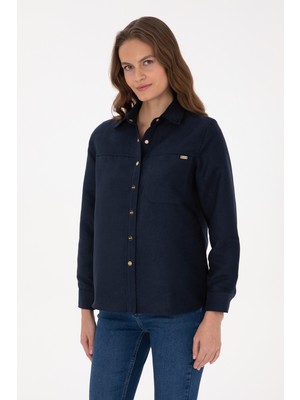 U.s. Polo Assn. Kadın Lacivert Gömlek Desenli 50317242-VR033