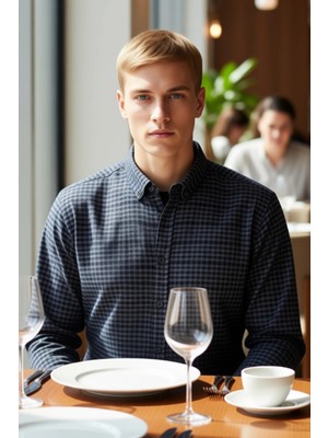 FRM Erkek Regular Fit Kareli Gofre Dokulu Uzun Kollu Gömlek Zamansız Şıklığın Adresi Dayanıklı