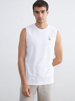 Lc Waikiki Yeni Sezon Bisiklet Yaka Baskılı Erkek Kolsuz Tişört