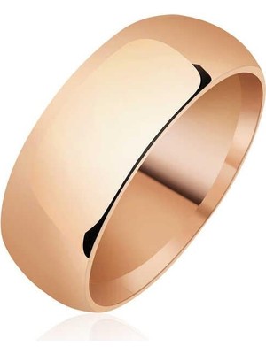 Gumush Hk Gümüş Alyans Düz Bombeli Rose 8 mm  |Gümüş Takı Hediyelik Ürünler