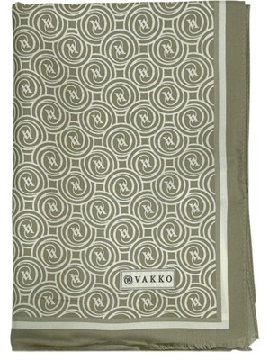 Vakko Twill Ipek Şal - Yeni Monogram - Açık Yeşil