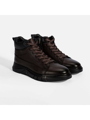 Desa Erkek Kahve Bağcıklı Deri Bot