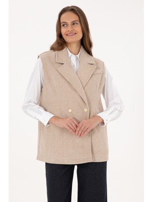 U.S. Polo Assn. Kadın Camel Melanj Örme Yelek 50315824-VR122