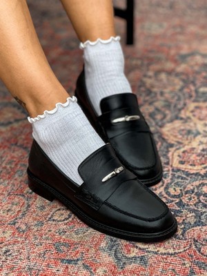 Delos  Deri Toka Detaylı Siyah Kadın Loafer