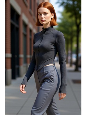 PayBuy Kadın Dik Yaka Fermuarlı Esnek Örme Bluz Cool & Comfort Stiliyle Günlük Kullanıma Uygun Kış Sezonu