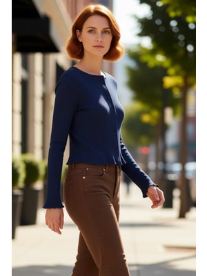 PayBuy Kadın Düğmeli Vücuda Oturan Esnek Örme Kaliteli Şık Rahat Modern Zarif Günlük