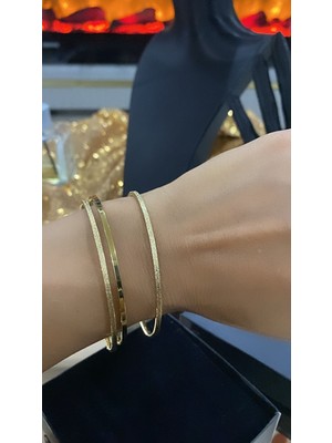 Ecem Bijuteri Çelik Altın Kaplama 3'lü Ajda Bilezik