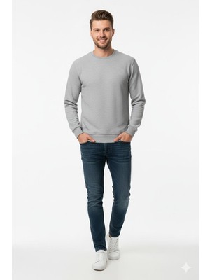 Baglan Erkek Büyük Beden Sıfır Yaka Selanik Sweatshirt BGL-ST04871