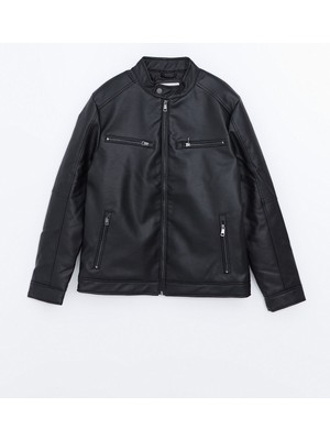 Lc Waikiki Yeni Sezon Slim Fit Biker Yaka Erkek Deri Görünümlü Ceket