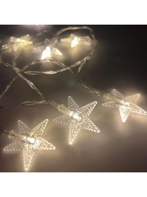 Dodomar 2 m 10 Işık Şeffaf Yıldız Pilli Yılbaşı Led Işık – Gün Işığı Dekor