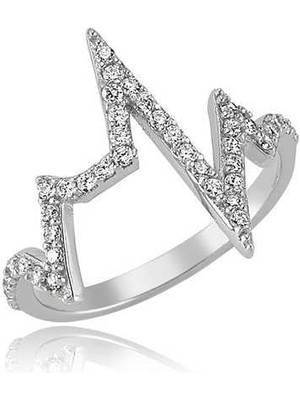 Gumush Hk Gümüş Kadın Yüzük Kalp Ritmi |Gümüş Takı Hediyelik Ürünler