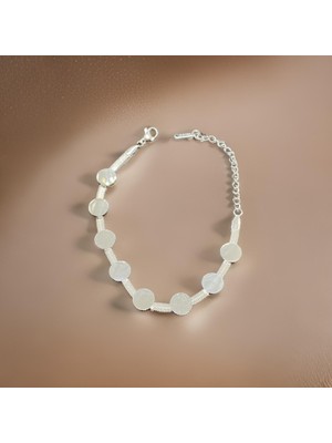 Fm Gümüş Renk Parlak Yuvarlak Detaylı Antialerjik Kadın Çelik Bileklik