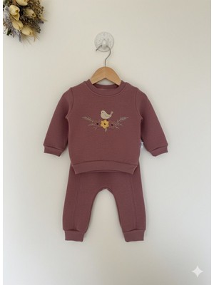 Tuem Baby Tuembaby %100 Pamuk 3 Iplik Kuşlu Çiçekli Kız Bebek Alt-Üst Takım