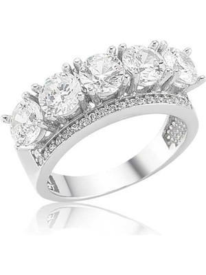 Gumush Hk Gümüş Kadın Yüzük 5 Taş |Gümüş Takı Hediyelik Ürünler