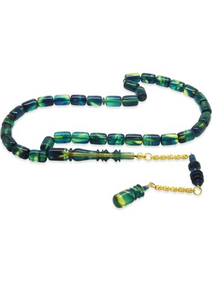 Tesbihane Altın Rengi 925 Ayar Gümüş Püskül Imamesı Usta Işçilikli Kapsül Kesim Sarı Mavi Yeşil Katalin Tesbih