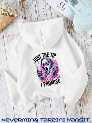 NEVERMIND Unisex Just The Ön Arka Baskılı Oversize  Kapşonlu Sweatshirt 3 Iplik