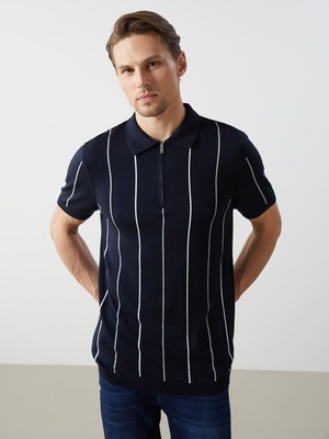 Lc Waikiki Yeni Sezon Polo Yaka Kısa Kollu Çizgili Erkek Triko Kazak