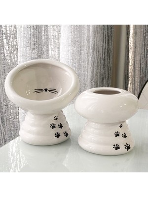 Jasmine Kedi Mama Ve Su Kabı Seti, Yüksek, Beyaz, Kedi, Özel, Yeni, Beyaz, Pati, Cat,cat Food, White, Water