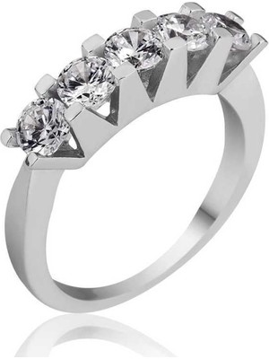 Gumush Hk Gümüş Kadın Yüzük 5 Taş |Gümüş Takı Hediyelik Ürünler