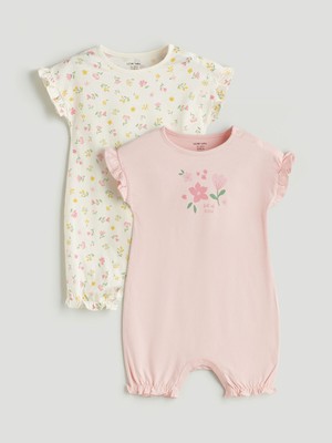 Lc Waikiki Yeni Sezon Bisiklet Yaka Çiçekli Kız Bebek Tulum 2'li