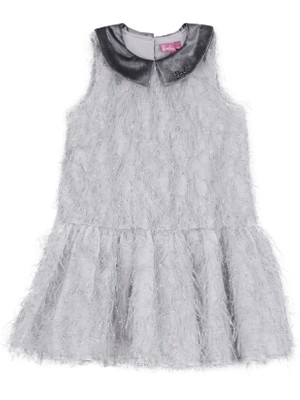 Barbie Pullu Gri Kız Çocuk Abiye Elbise BRB5WG-ELB6666