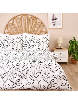 Matmel Soft Marg Çift Kişilik Nevresim Takımı - Ekru / Siyah