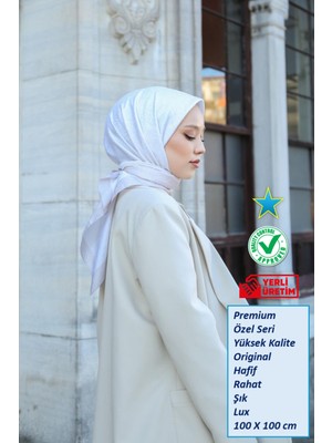 Hint İpek Hint Ipek Eşarp - Premium Lux Original Monogram Eşarp (Ipek Vual, Özel Seri, Yüksek Kalite, Hafif, Rahat, Şık, Scarf)