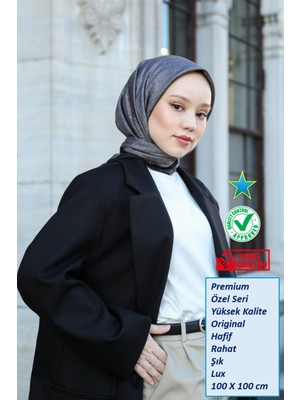 Hint İpek Eşarp - Premium Lux Original Monogram Eşarp (Ipek Vual, Özel Seri, Yüksek Kalite, Hafif, Rahat, Şık, Scarf)